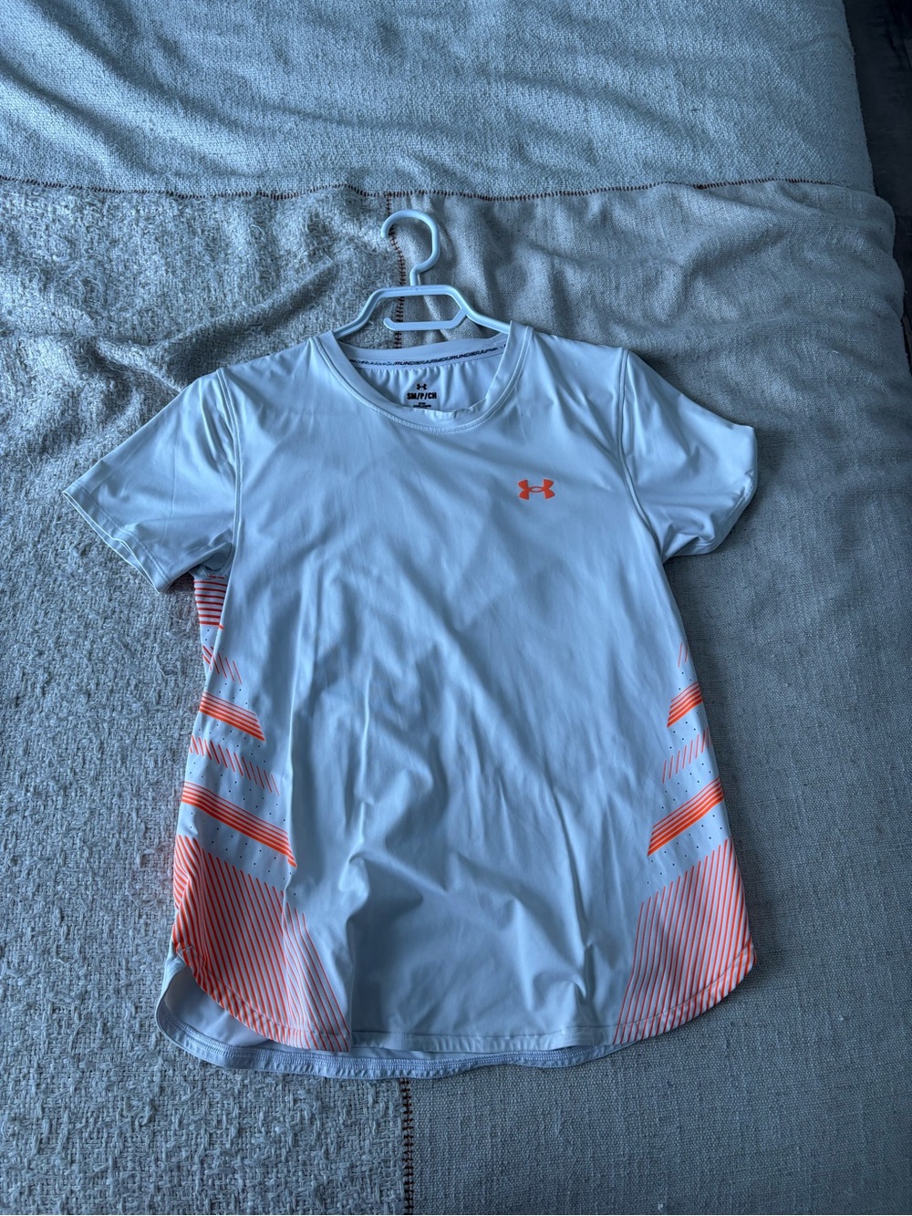 Under Armour White Short Sleeve Tee with Coral Accents